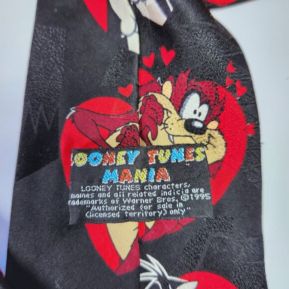 Looney Tunes Cartoon Necktie Men's Silk Tie Taz Sylvester Bugs Bunny Vintage 90s - Picture 6 of 7